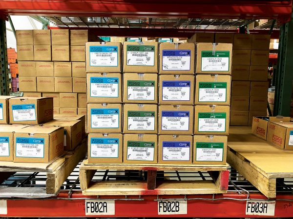 STOCK LOCKS boxes, ready to be picked at CompX National in Mauldin, SC