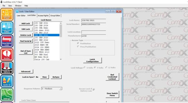 LockView screenshot - Lock / User Editor