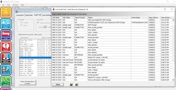 LockView screenshots - Audit Trail